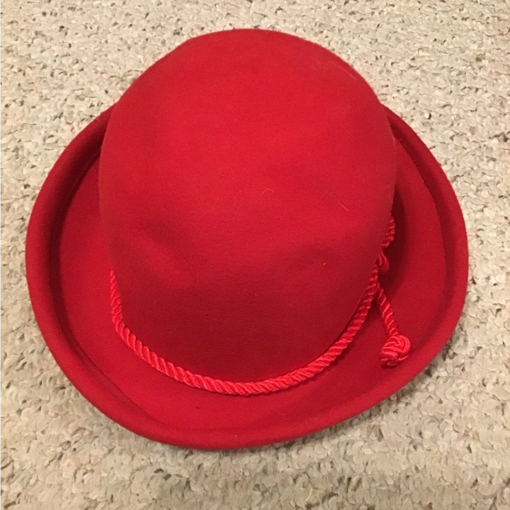 VINTAGE BOLLMAN HAT CO DOESKIN RED HAT WOOL EUC TINATOO OS